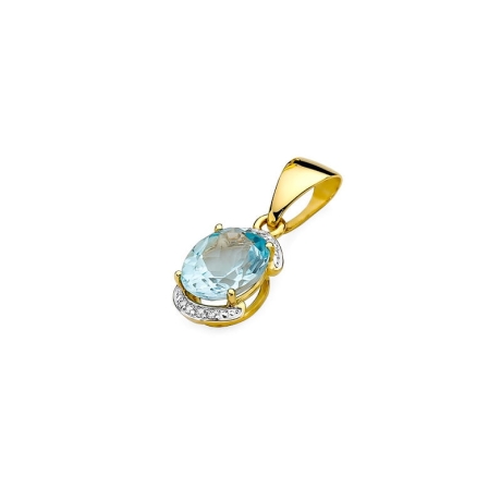 Przejdź do produktu Zawieszka z żółtego złota 585 z topazem i diamentami 0,04ct The Diamonds