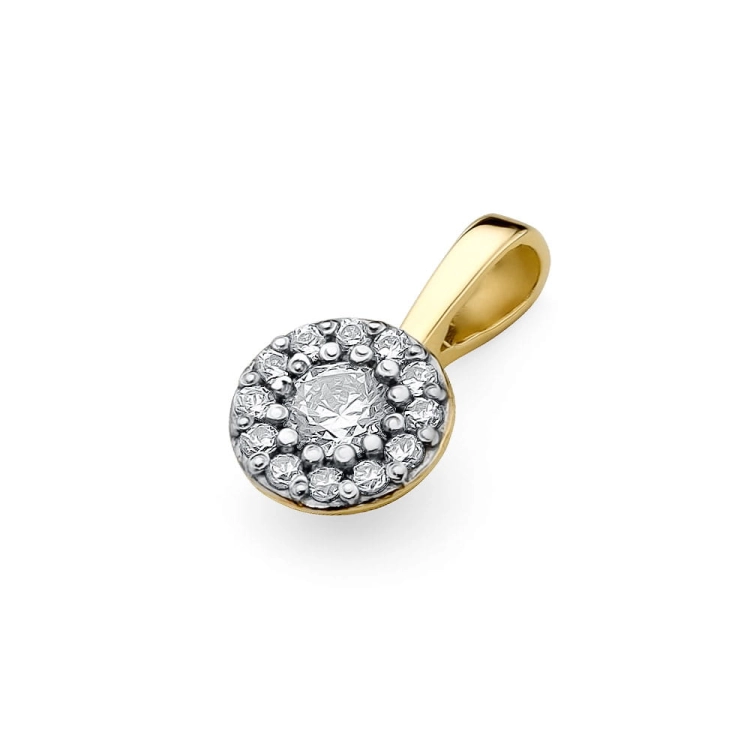 Zawieszka z żółtego złota 585 z diamentami 0,22ct The Diamonds  BZ-443