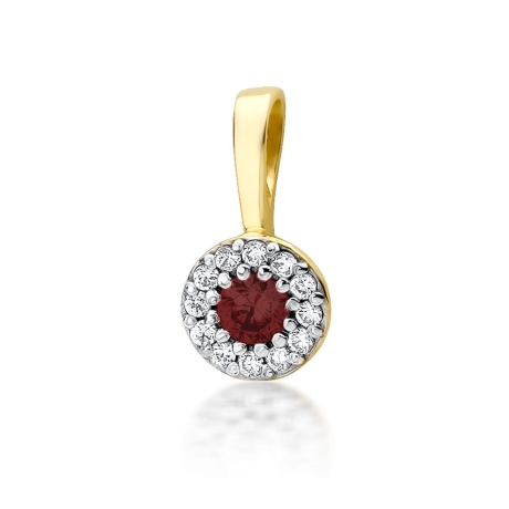 Przejdź do produktu Zawieszka z żółtego złota 585 z rubinem i diamentami 0,10ct The Diamonds