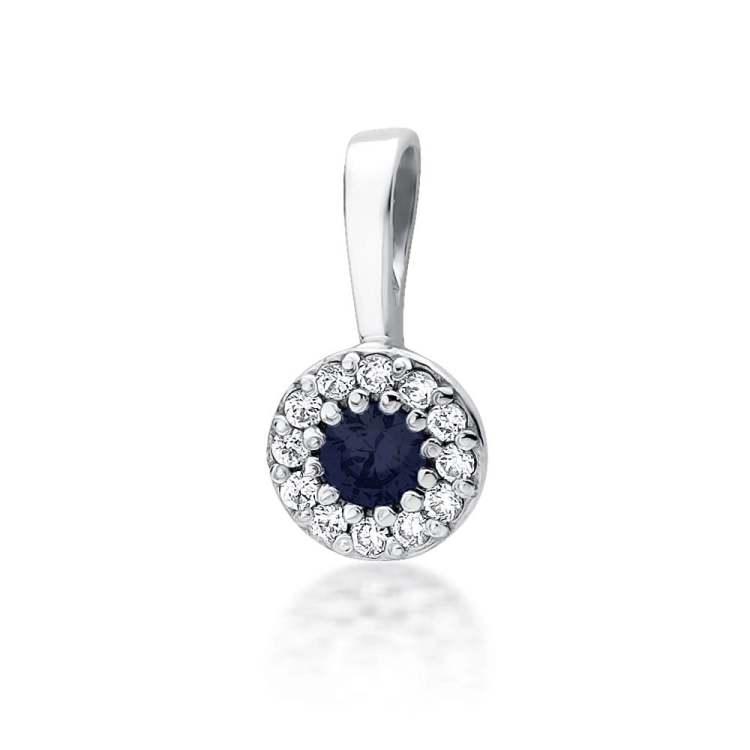 Zawieszka z białego złota 585 z szafirem i diamentami 0,10ct The Diamonds BZ-443-szafir-b