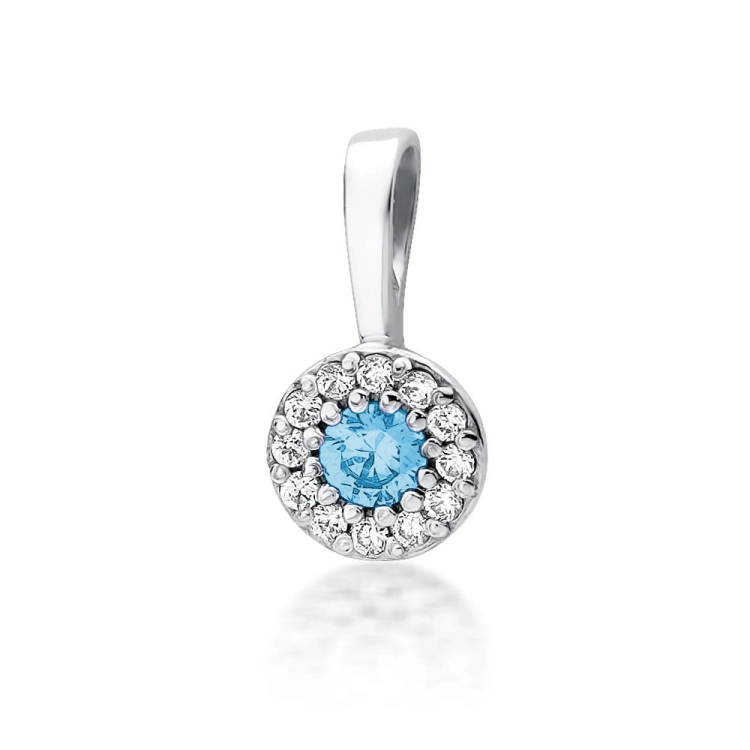 Zawieszka z białego złota 585 z topazem i diamentami 0,10ct The Diamonds BZ-443-topaz-b