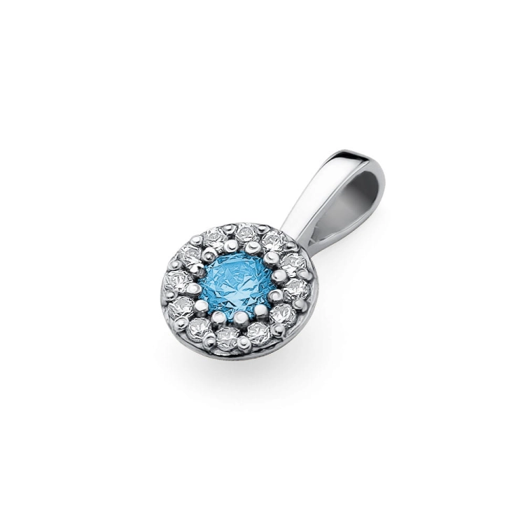 Zawieszka z białego złota 585 z topazem i diamentami 0,10ct The Diamonds BZ-443-topaz-b