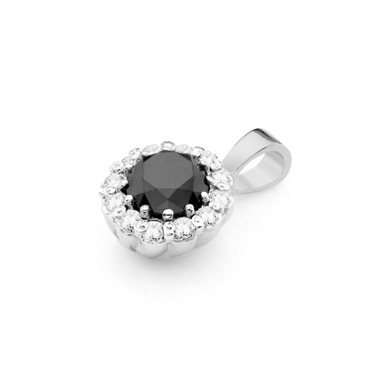 Zawieszka z białego złota 585 z czarnym diamentem i diamentami 0,10ct The Diamonds BZ-510-b