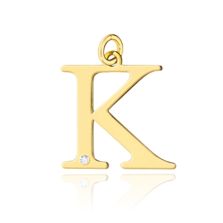 Przejdź do produktu Zawieszka literka K z żółtego złota 585 z diamentem 0,005ct The Diamonds 