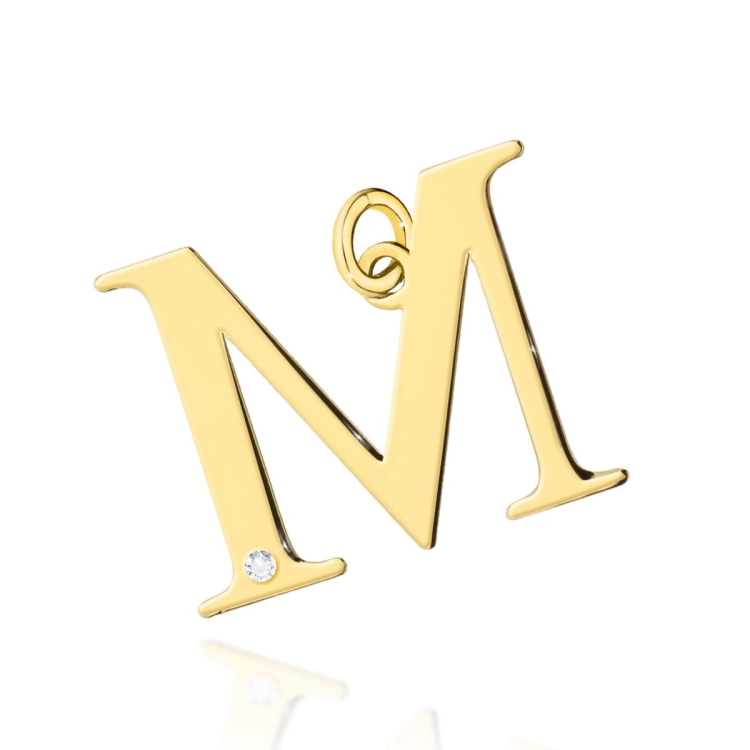 Zawieszka literka M z żółtego złota 585 z diamentem 0,005ct The Diamonds BZ-69-M