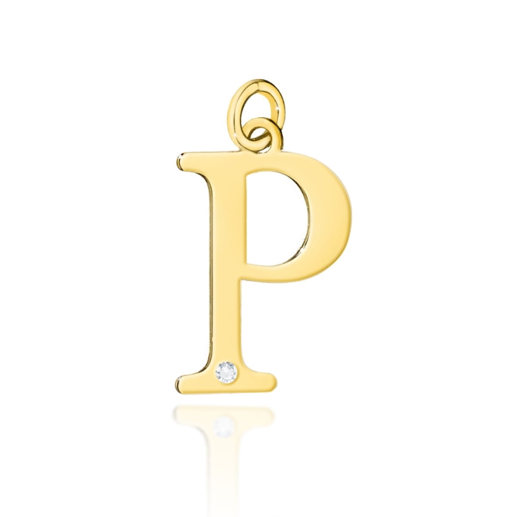 Zawieszka literka P z żółtego złota 585 z diamentem 0,005ct The Diamonds BZ-69-P