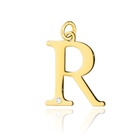 Przejdź do produktu Zawieszka literka R z żółtego złota 585 z diamentem 0,005ct The Diamonds