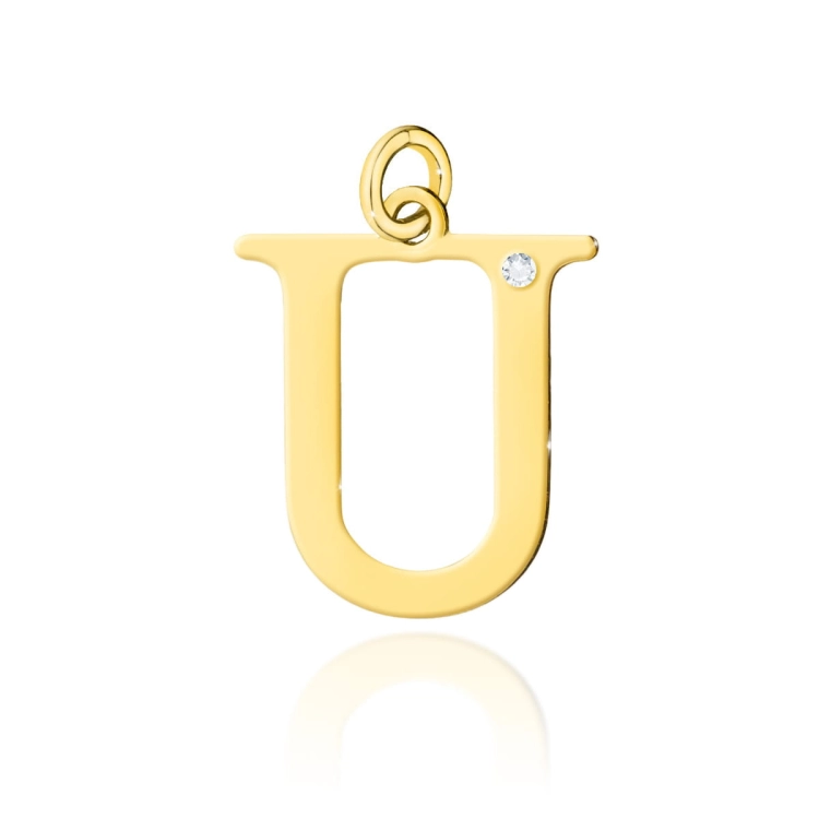 Zawieszka literka U z żółtego złota 585 z diamentem 0,005ct The Diamonds BZ-69-U