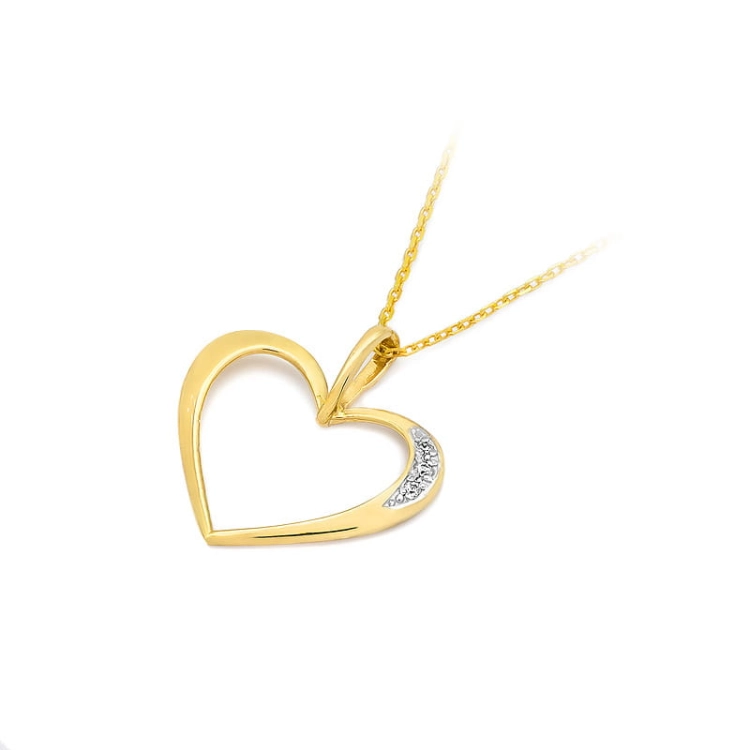 Zawieszka z żółtego złota serce z diamentami 0,025ct The Diamonds GS-1
