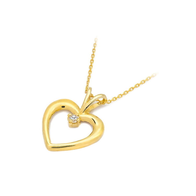 Zawieszka z żółtego złota serce z diamentem 0,04ct The Diamonds BS-3