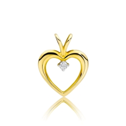 Zawieszka z żółtego złota serce z diamentem 0,04ct The Diamonds BS-3