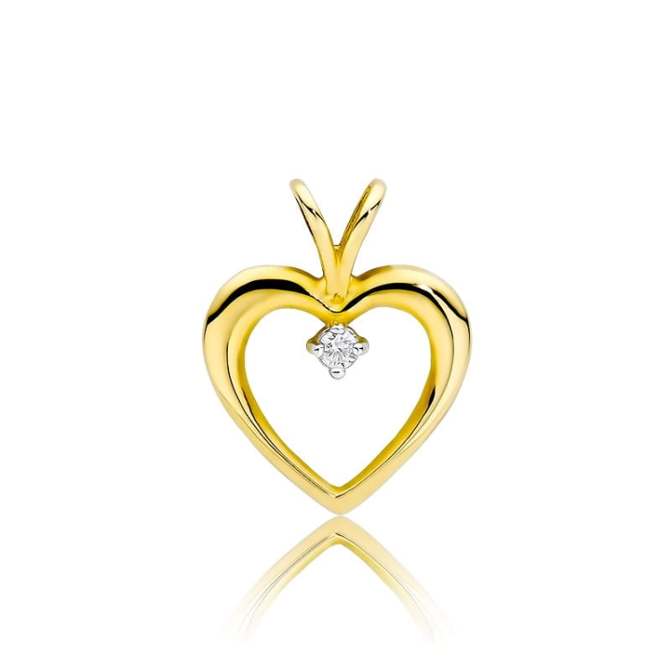 Zawieszka z żółtego złota serce z diamentem 0,04ct The Diamonds BS-3
