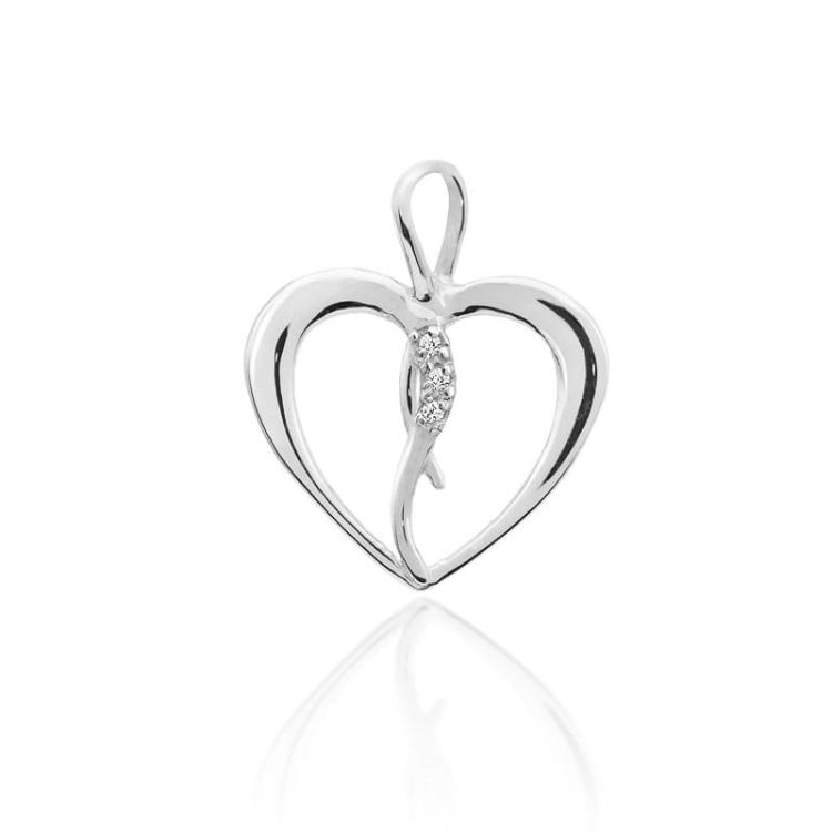 Zawieszka z białego złota serce z diamentami 0,025ct The Diamonds BS-4-b
