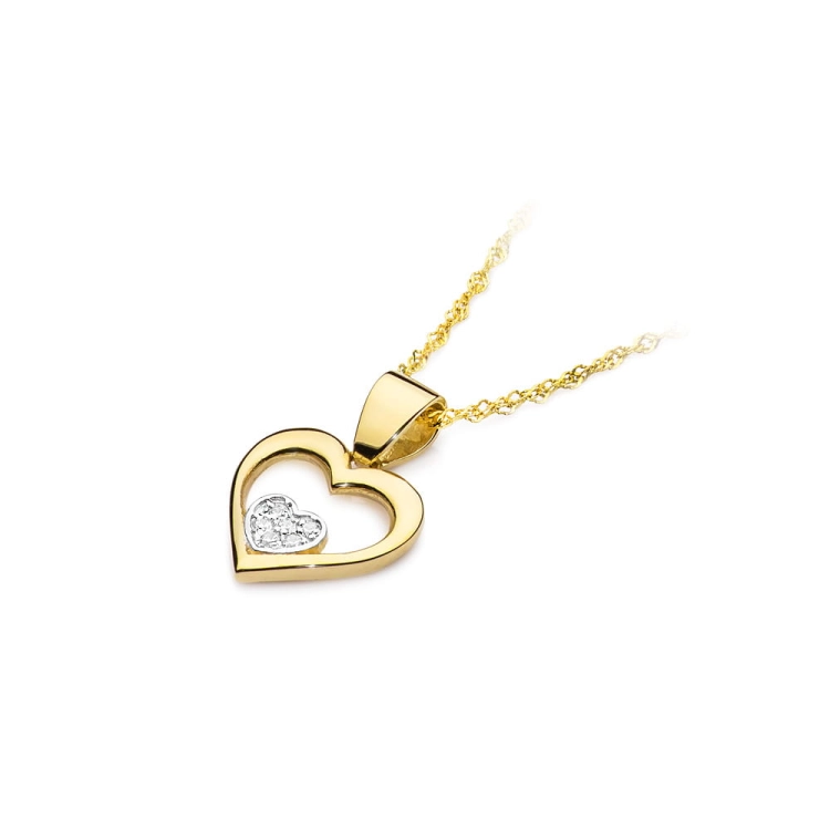 Zawieszka z żółtego złota serce z diamentami 0,05ct The Diamonds BS-22