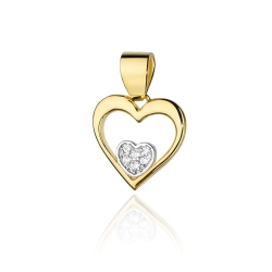 Zawieszka z żółtego złota serce z diamentami 0,05ct The Diamonds BS-22
