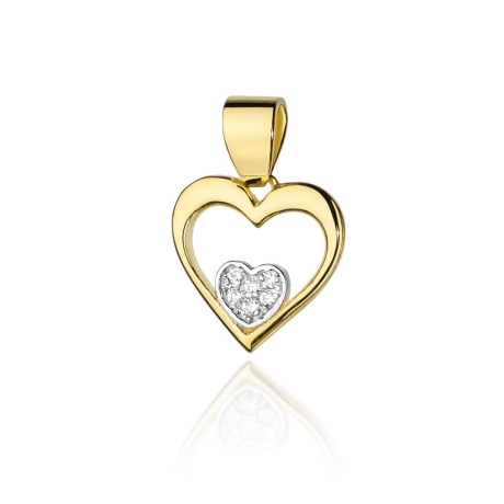 Przejdź do produktu Zawieszka z żółtego złota serce z diamentami 0,05ct The Diamonds