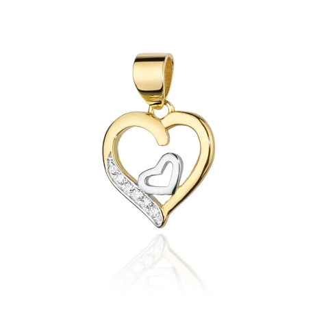 Przejdź do produktu Zawieszka z żółtego złota serce z diamentami 0,05ct The Diamonds 