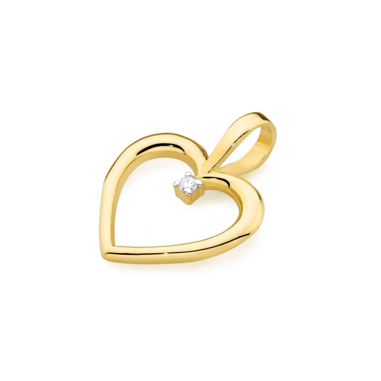 Zawieszka z żółtego złota serce z diamentem 0,005ct The Diamonds BS-25