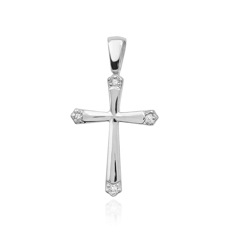 Zawieszka z białego złota krzyż z diamentami 0,02ct The Diamonds  BK-1-b