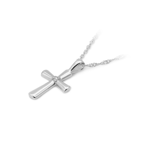 Przejdź do produktu Zawieszka z białego złota krzyż z diamentem 0,0145ct The Diamonds