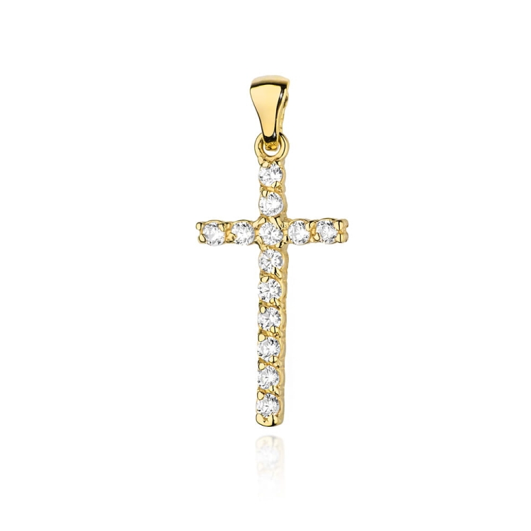 Zawieszka z żółtego złota krzyż z diamentami 0,39ct The Diamonds BK-6