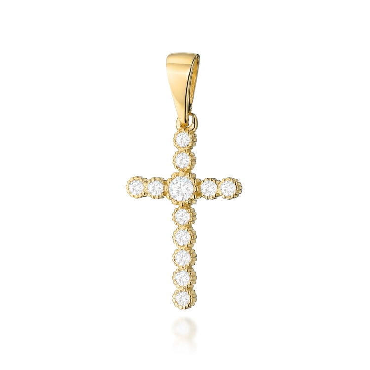 Zawieszka z żółtego złota krzyż z diamentami 0,32ct The Diamonds BK-8