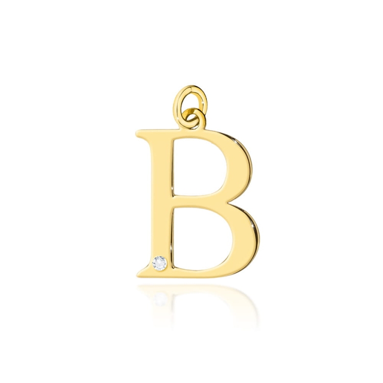 Zawieszka duża literka B z żółtego złota 585 z diamentem 0,005ct The Diamonds BZ-69-B-d