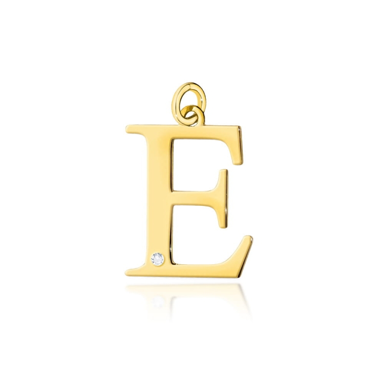 Zawieszka duża literka E z żółtego złota 585 z diamentem 0,005ct The Diamonds BZ-69-E-d