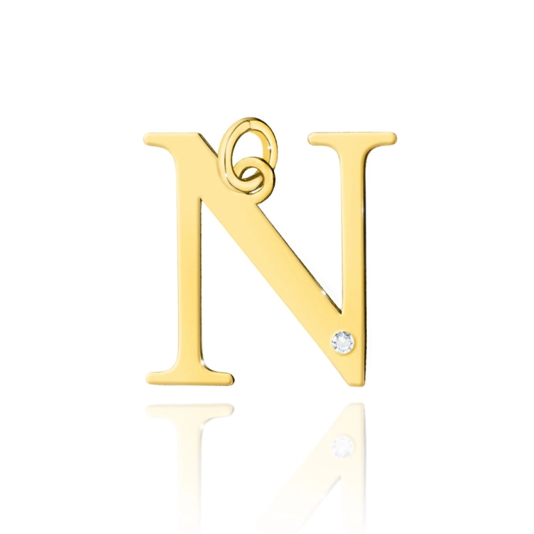 Zawieszka duża literka M z żółtego złota 585 z diamentem 0,005ct The Diamonds BZ-69-N-d