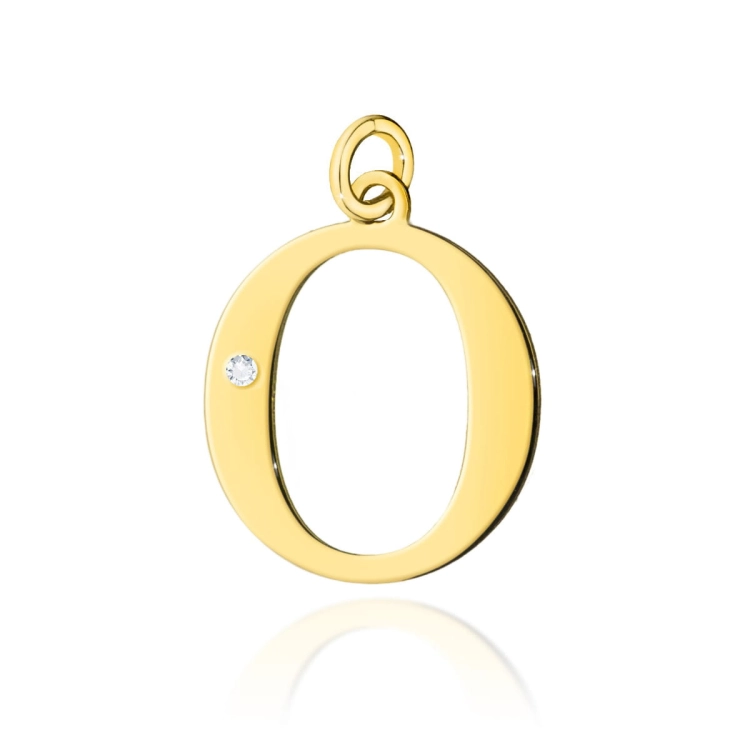 Zawieszka duża literka O z żółtego złota 585 z diamentem 0,005ct The Diamonds BZ-69-O-d