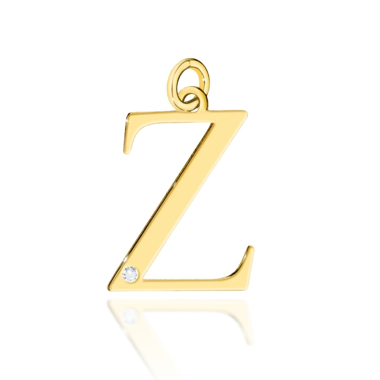 Zawieszka duża literka Z z żółtego złota 585 z diamentem 0,005ct The Diamonds BZ-69-Z-d