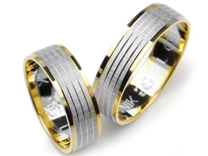 Dwukolorowe obrączki ślubne płaskie 6mm Lovely L011-k