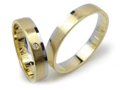 Dwukolorowe obrączki ślubne płaskie z cyrkonią 4mm Lovely L075-k