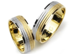 Obrączki ślubne z żółtego i rodowanego złota 333 płaskie 6mm Lovely L011-333