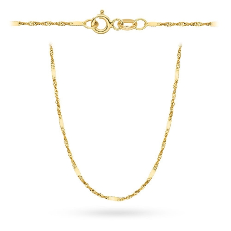Przejdź do produktu Łańcuszek złoty - singapur z blaszką - 50cm - 0,8mm (waga: 1,45g) 