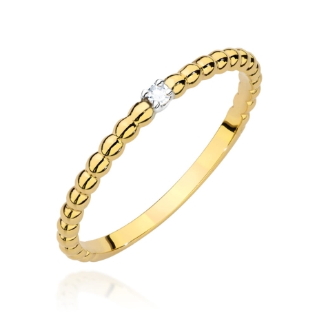 Przejdź do produktu Pierścionek zaręczynowy z żółtego złota z diamentem 0,02ct Fire Of Love 