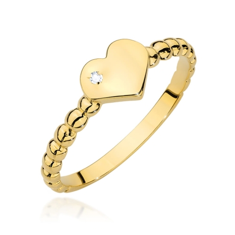 Przejdź do produktu Pierścionek zaręczynowy z żółtego złota z diamentem 0,01ct Fire Of Love