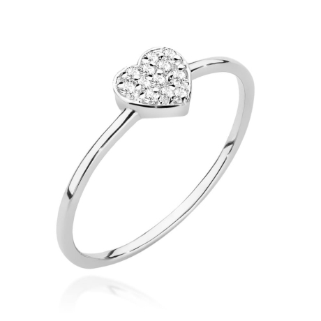 Przejdź do produktu Pierścionek zaręczynowy z białego złota z diamentami 0,10ct serce Fire Of Love