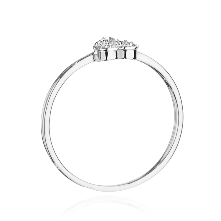 Pierścionek zaręczynowy z białego złota z diamentami 0,10ct serce Fire Of Love