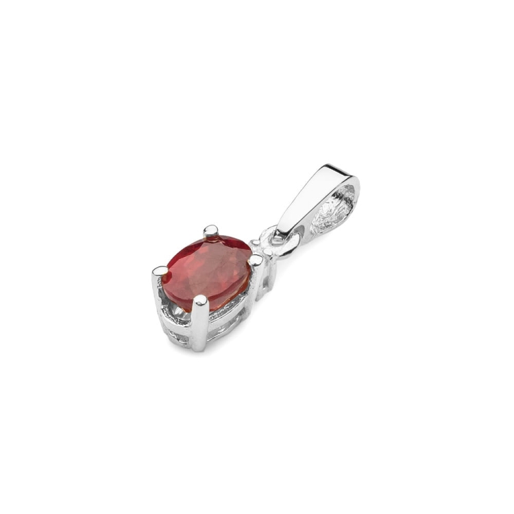 Zawieszka z białego złota 585 z rubinem i diamentem 0,014ct The Diamonds