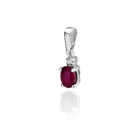 Przejdź do produktu Zawieszka z białego złota 585 z rubinem i diamentem 0,014ct The Diamonds