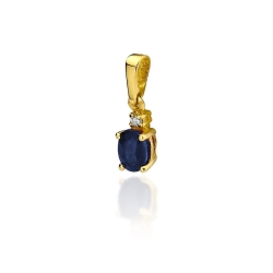 Zawieszka z żółtego złota 585 z szafirem i diamentem 0,014ct The Diamonds