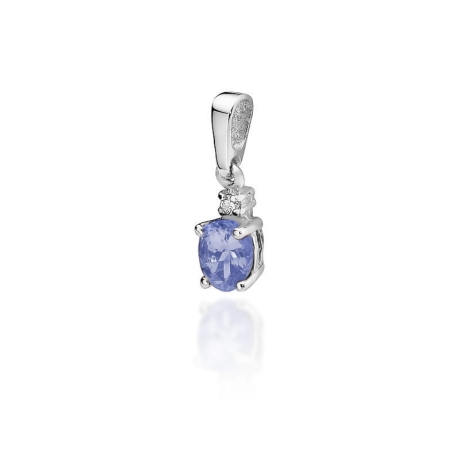 Przejdź do produktu Zawieszka z białego złota 585 z tanzanitem i diamentem 0,014ct The Diamonds