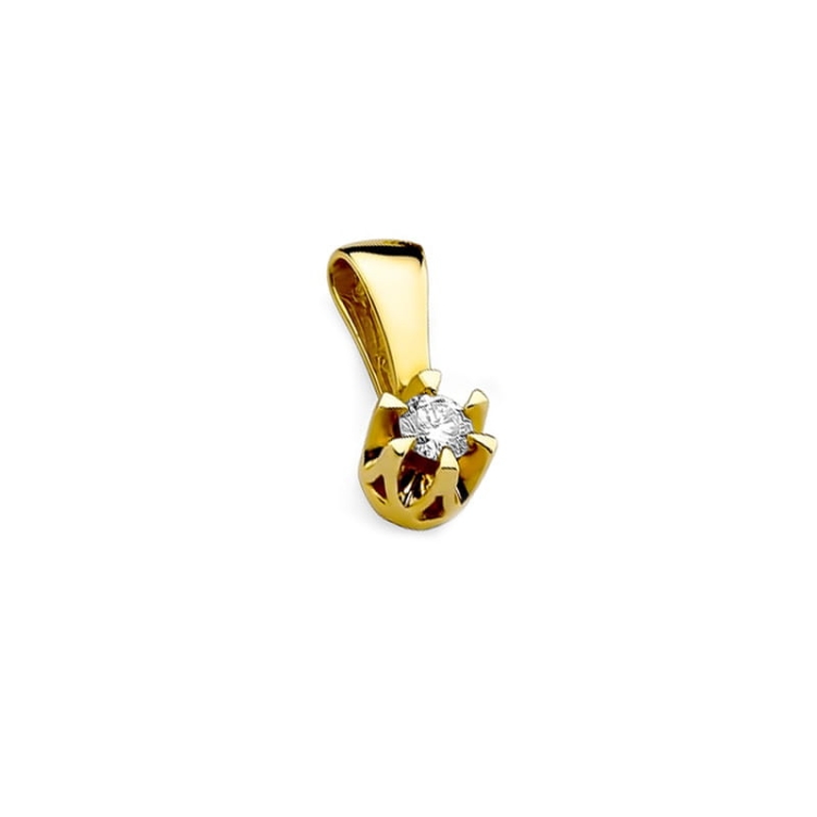 Zawieszka z żółtego złota 585 z diamentem 0,12ct The Diamonds