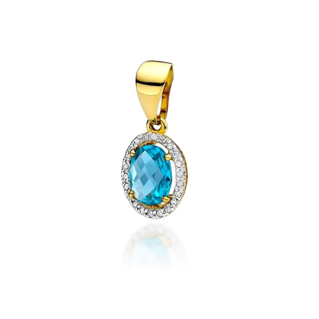 Przejdź do produktu Zawieszka z żółtego złota 585 z topazem i diamentami 0,11ct The Diamonds 