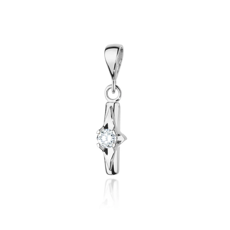 Zawieszka z białego złota 585 z diamentem 0,08ct The Diamonds