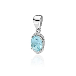 Zawieszka z białego złota 585 z topazem i diamentami 0,04ct The Diamonds