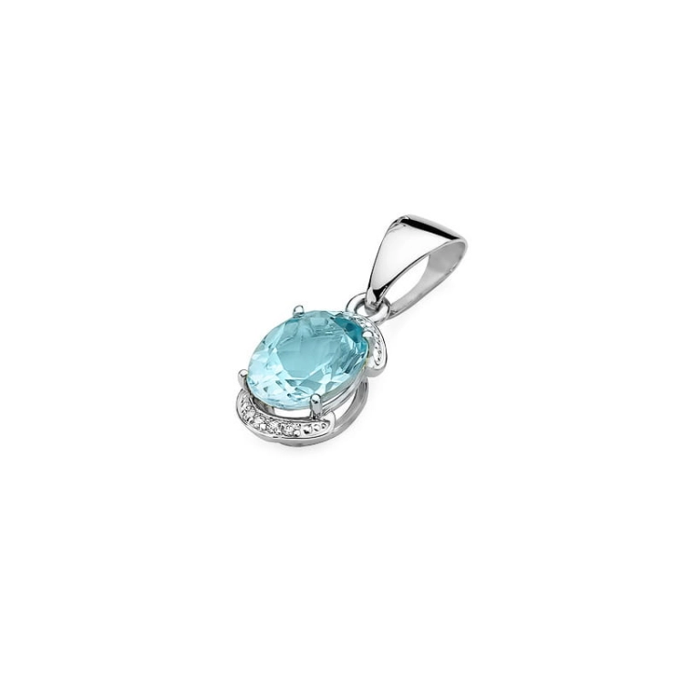 Zawieszka z białego złota 585 z topazem i diamentami 0,04ct The Diamonds