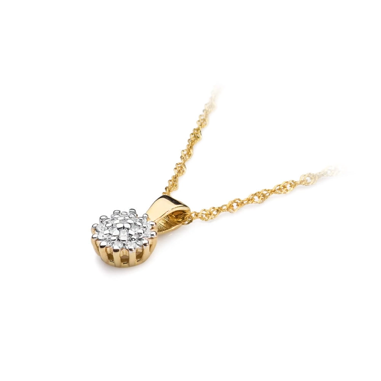 Zawieszka z żółtego złota 585 z diamentami 0,10ct The Diamonds