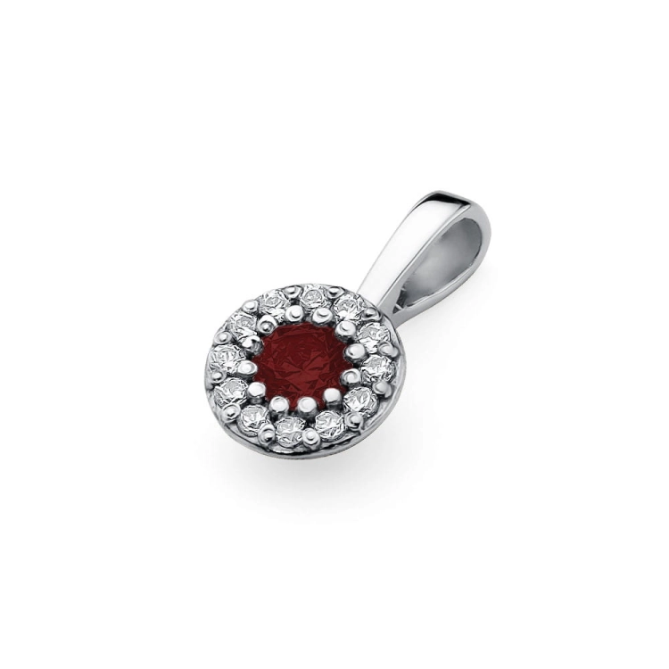 Zawieszka z białego złota 585 z rubinem i diamentami 0,10ct The Diamonds